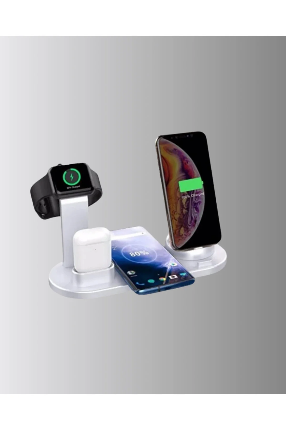 Kablosuz Şarj İstasyonu 4’ü 1 Arada iPhone Watch ve AirPods Uyumlu