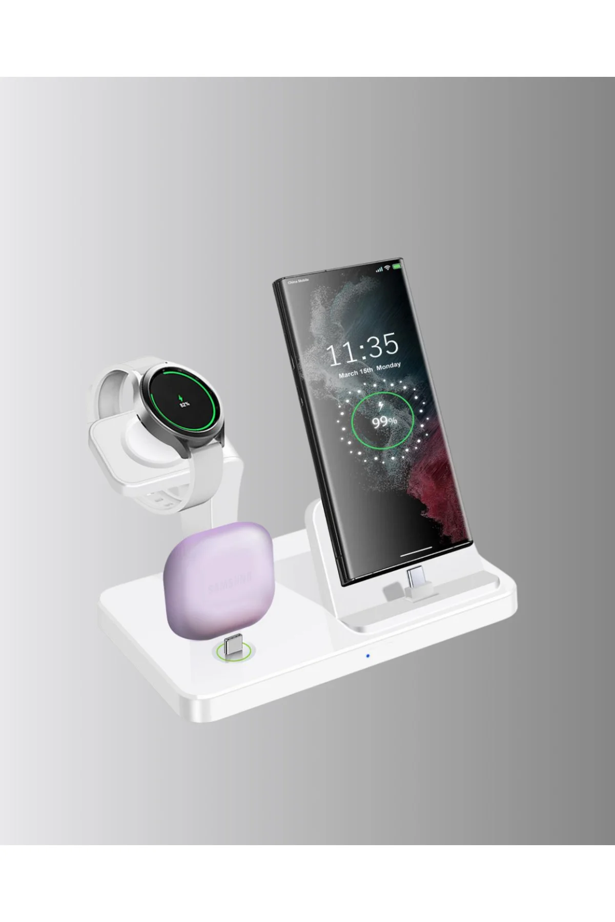 Kablosuz Şarj İstasyonu 4’ü 1 Arada iPhone Watch ve AirPods Uyumlu