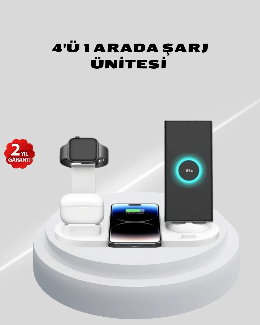 Kablosuz Şarj İstasyonu 4’ü 1 Arada iPhone Watch ve AirPods Uyumlu Fiyatı, Yorumları ve Özellikleri