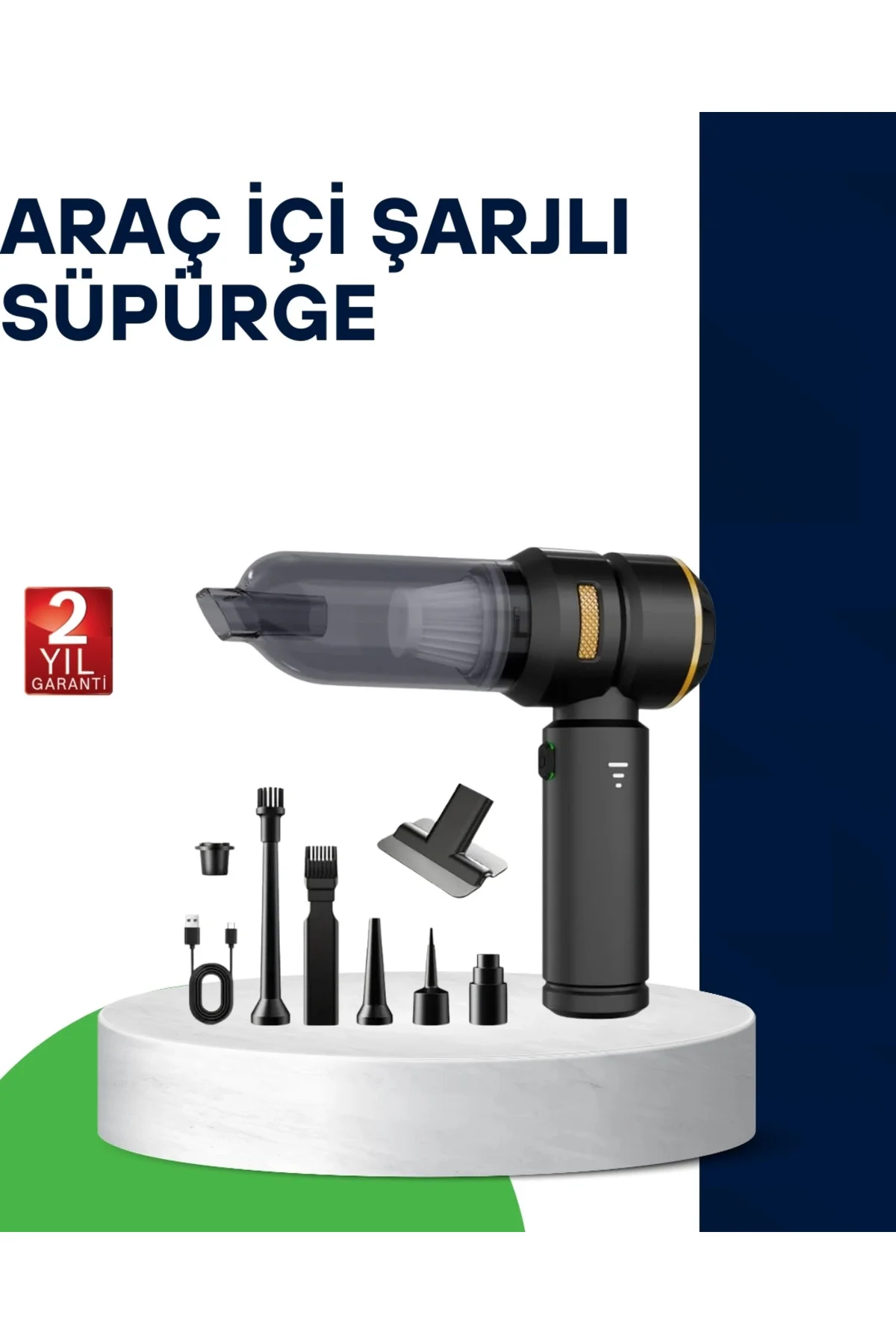 Kablosuz Şarjlı Araç İçi Küçük Alanlar İçin Güçlü Vakumlu Süpürge