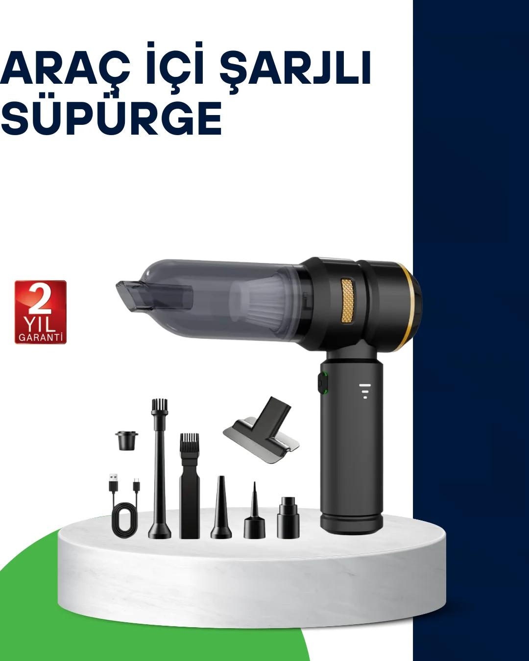Kablosuz Şarjlı Araç İçi ve Küçük Alanlar İçin Güçlü Vakumlu Süpü