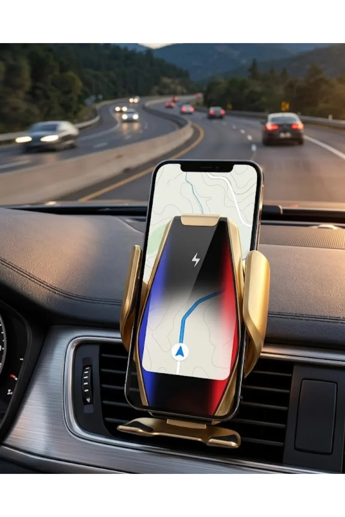 Kablosuz Şarjlı Araç Telefon Tutucu Sensörlü Otomatik Kilit 360 Derece Döner