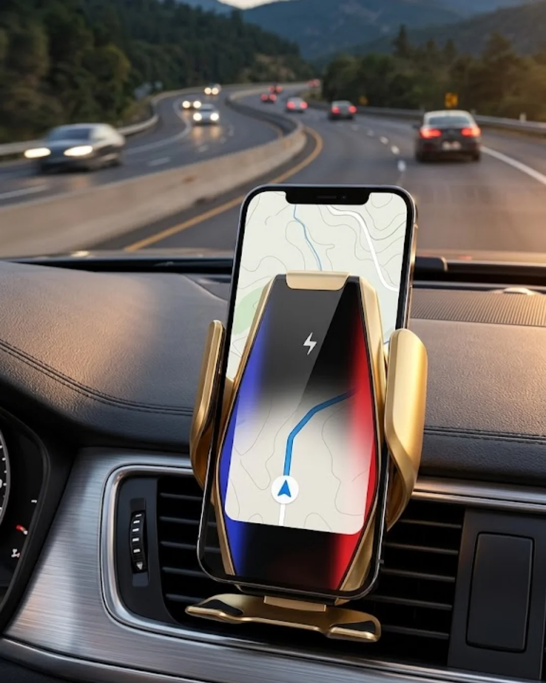 Kablosuz Şarjlı Araç Telefon Tutucu Sensörlü Otomatik Kilit 360 D