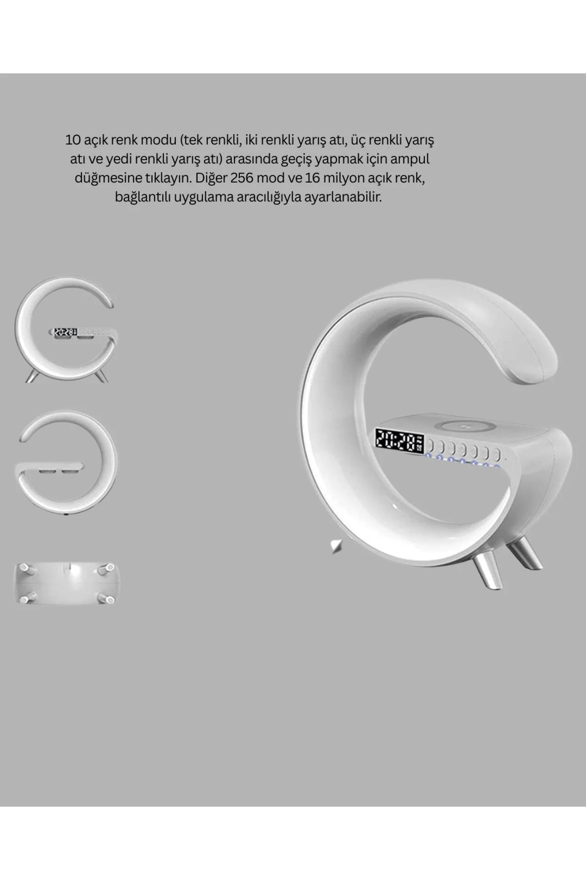 Kablosuz Şarjlı Atmosfer Lambası Bluetooth Hoparlör Ve Akıllı Alarm Özellikli