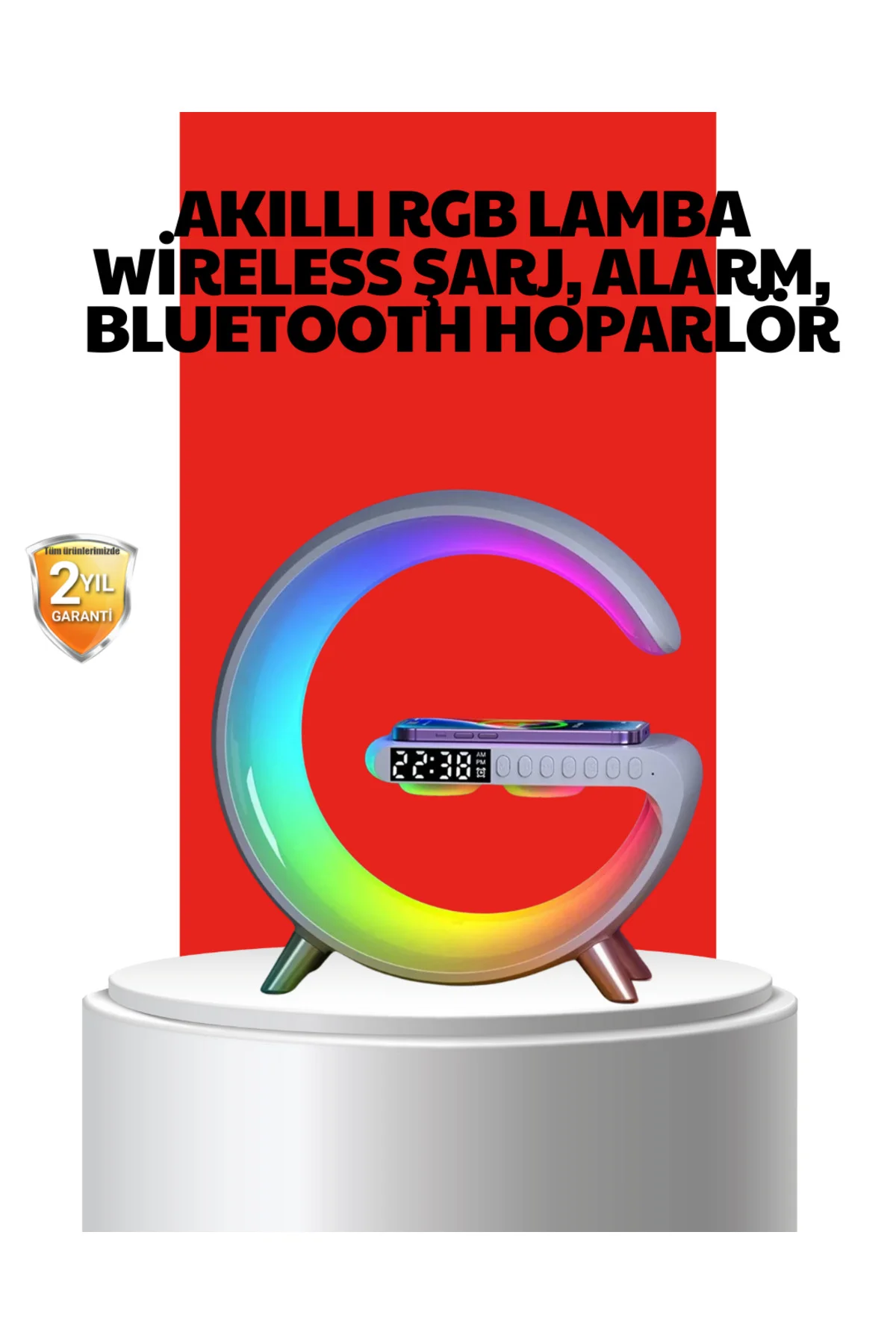 Kablosuz Şarjlı Atmosfer Lambası Bluetooth Hoparlör ve Akıllı Ala