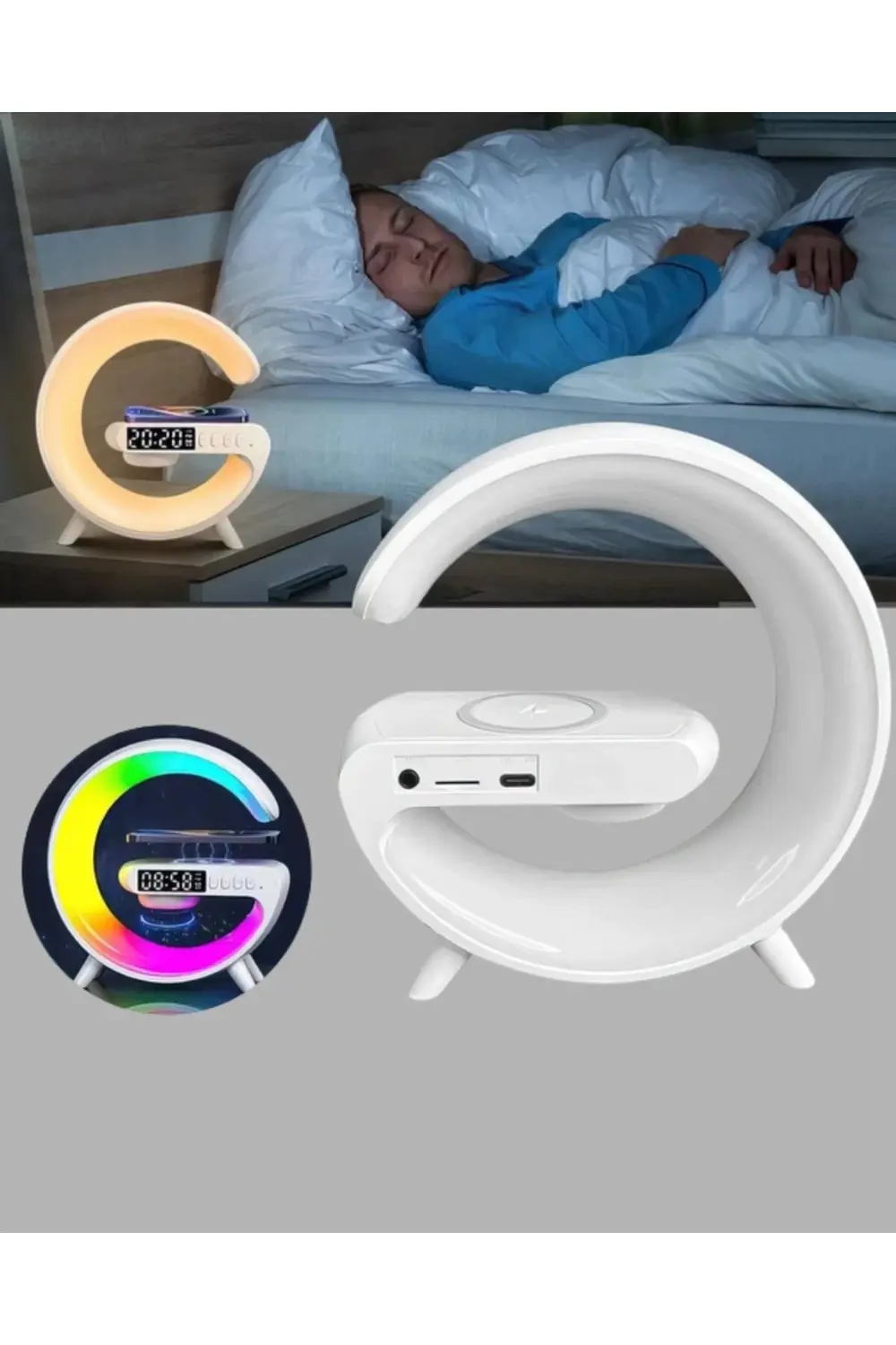 Kablosuz Şarjlı Atmosfer Lambası Bluetooth Hoparlör ve Akıllı Ala