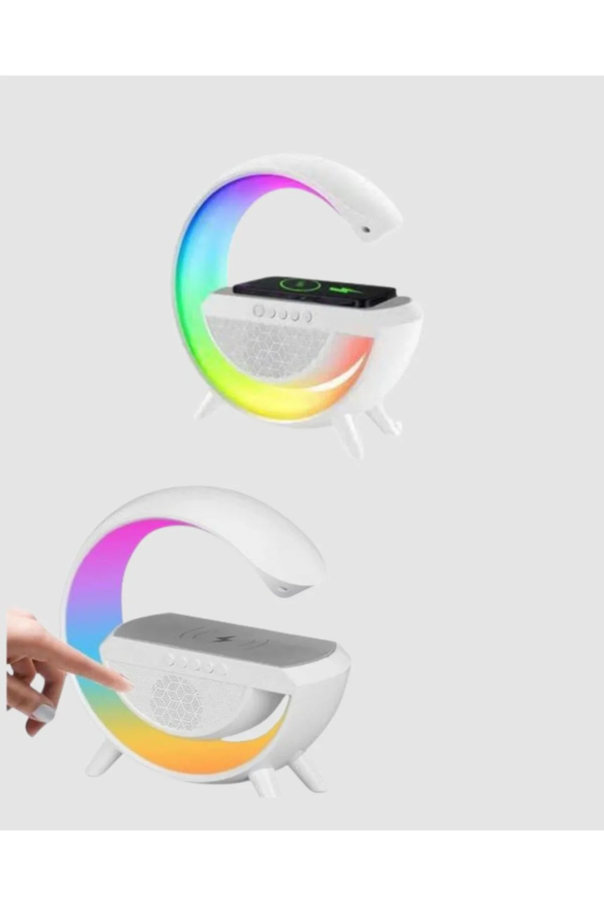 Kablosuz Şarjlı Bluetooth Hoparlör ve Gece Lambası – NFC, FM Radyo, RGB Işık