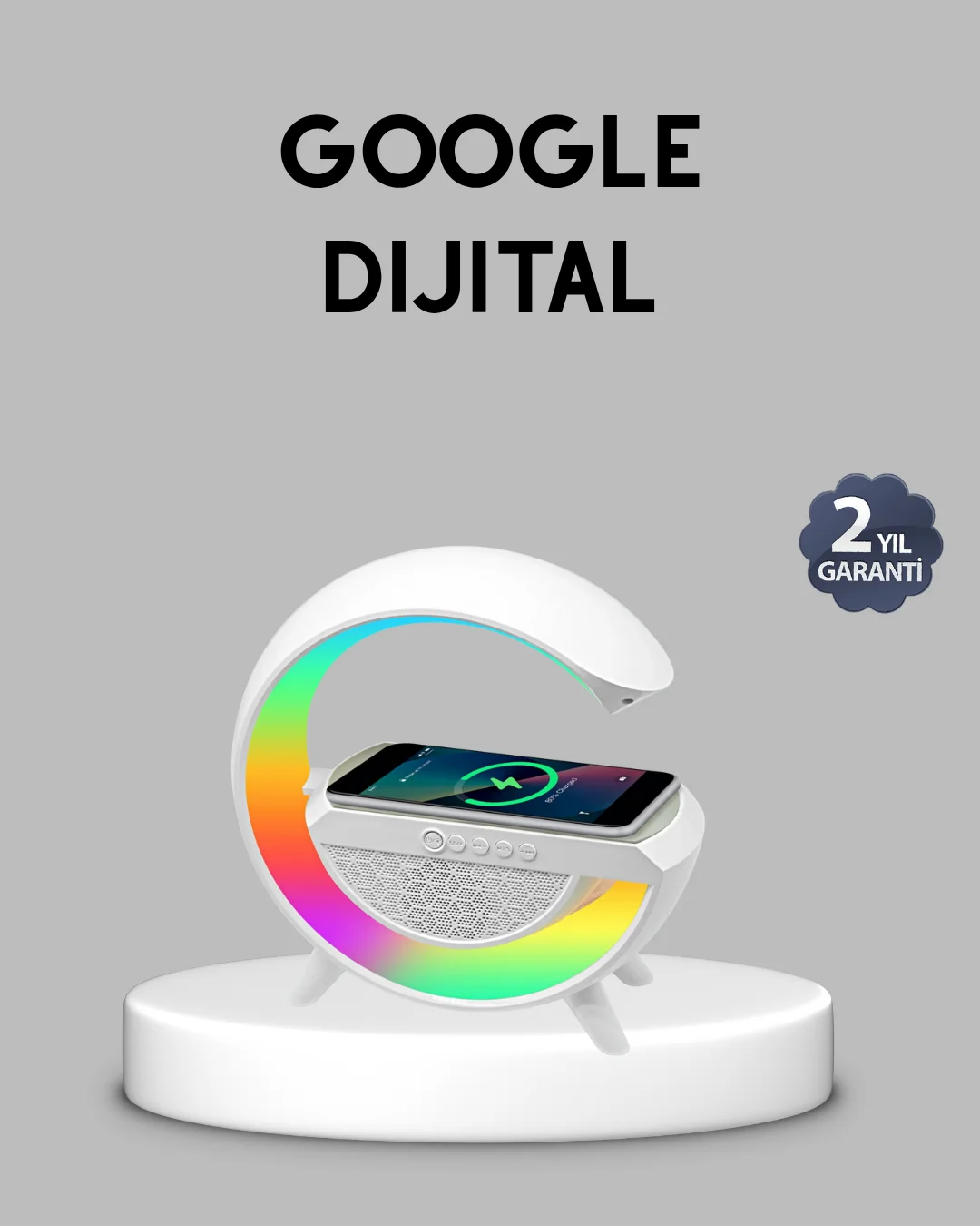 Kablosuz Şarjlı Bluetooth Hoparlör ve Gece Lambası – NFC, FM Radyo, RGB Işık