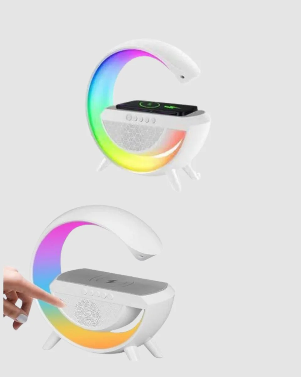 Kablosuz Şarjlı Bluetooth Hoparlör ve Gece Lambası – NFC FM Radyo RGB Işık