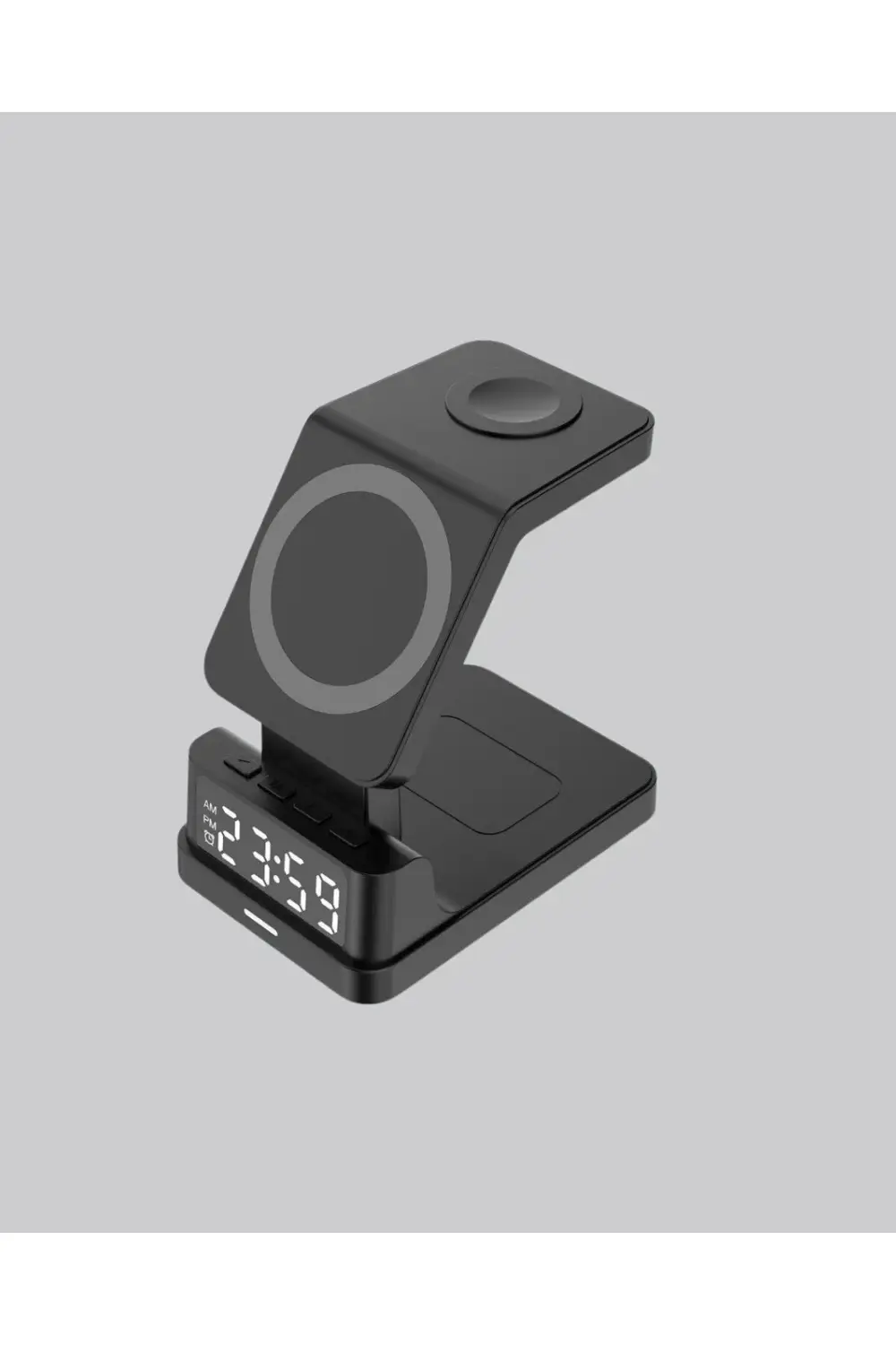 Kablosuz Şarjlı Dijital Masa Saati – 3 Parlaklık Seviyeli LED, Hı