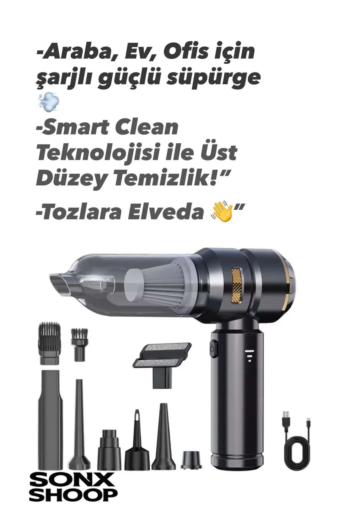 Kablosuz Şarjlı El Süpürgesi 2’si 1 Arada – Güçlü Vakum ve Üfleme Özellikli Mini Temizlik