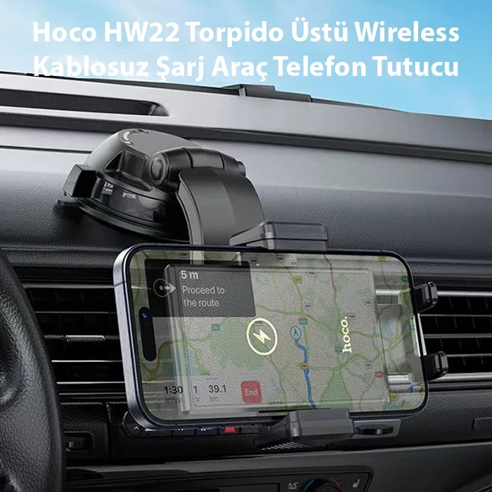 Kablosuz Şarjlı Torpido Üstü Telefon Tutucu - 15W Hızlı Araç Standı