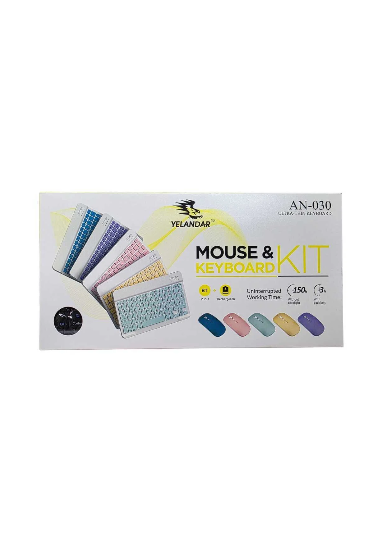 Kablosuz Set Türkçe Q Klavye Ve Mouse Seti, Tablet veya Bilgisayar İçin Kablosuz Klavye Mouse Seti B - Görsel 3