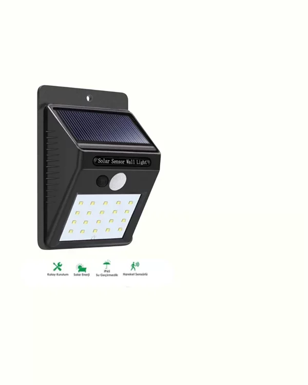 Kablosuz Solar LED Lamba - Otomatik Aç-Kapa Sensörlü Güneşli Bahçe Işıkları