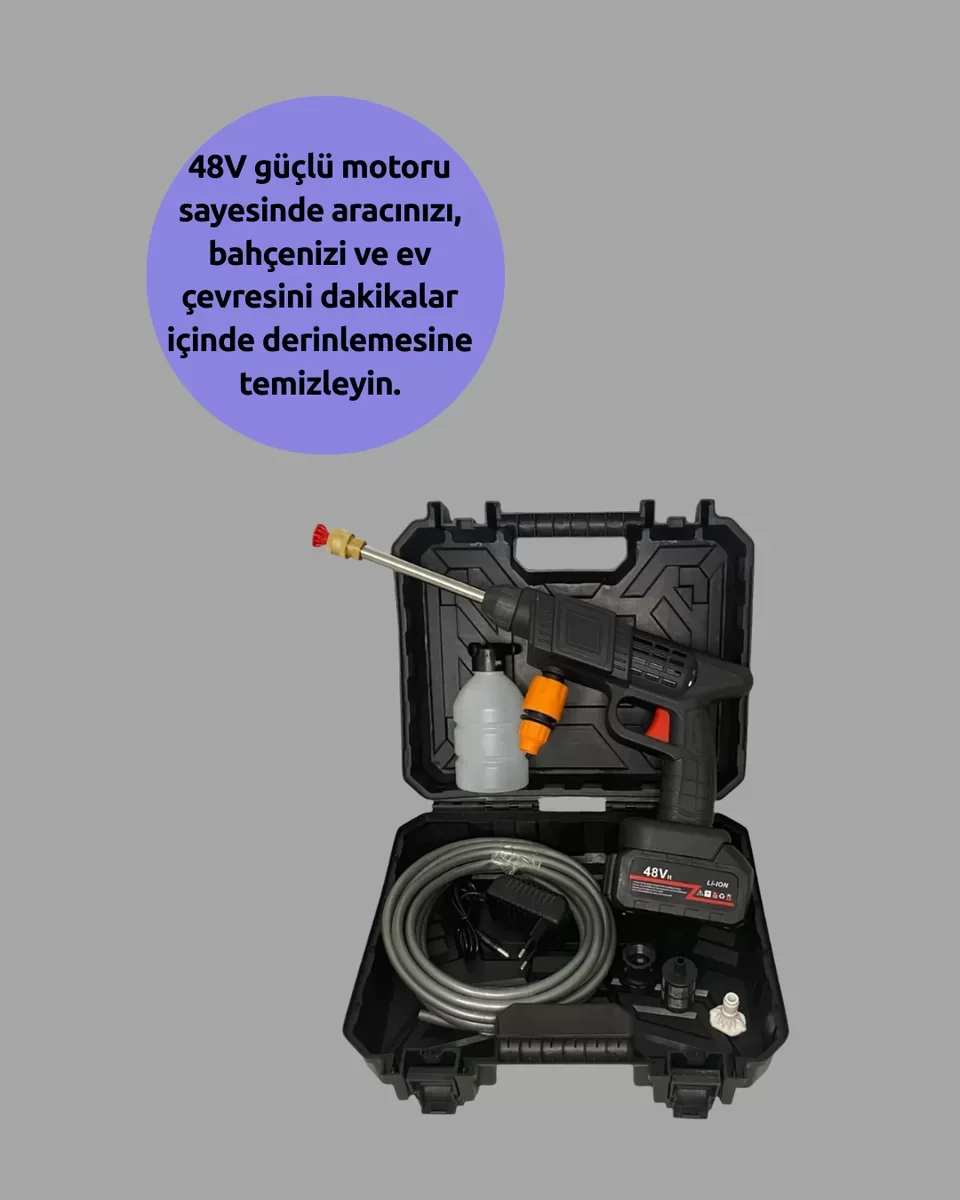 Kablosuz Taşınabilir Basınçlı Yıkama Tabancası Köpük Şişeli - 450PSI Güçlü Temizlik