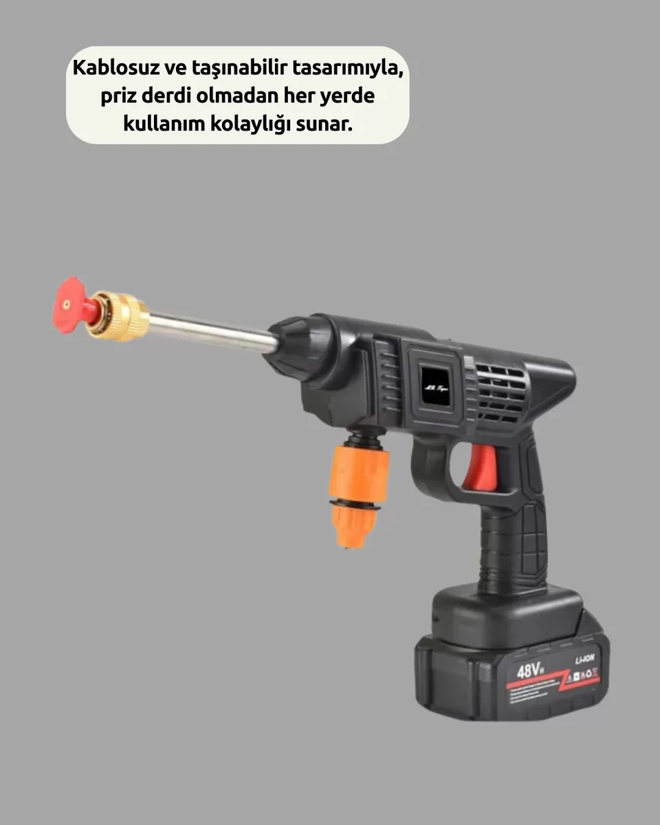 Kablosuz Taşınabilir Basınçlı Yıkama Tabancası Köpük Şişeli - 450PSI Güçlü Temizlik