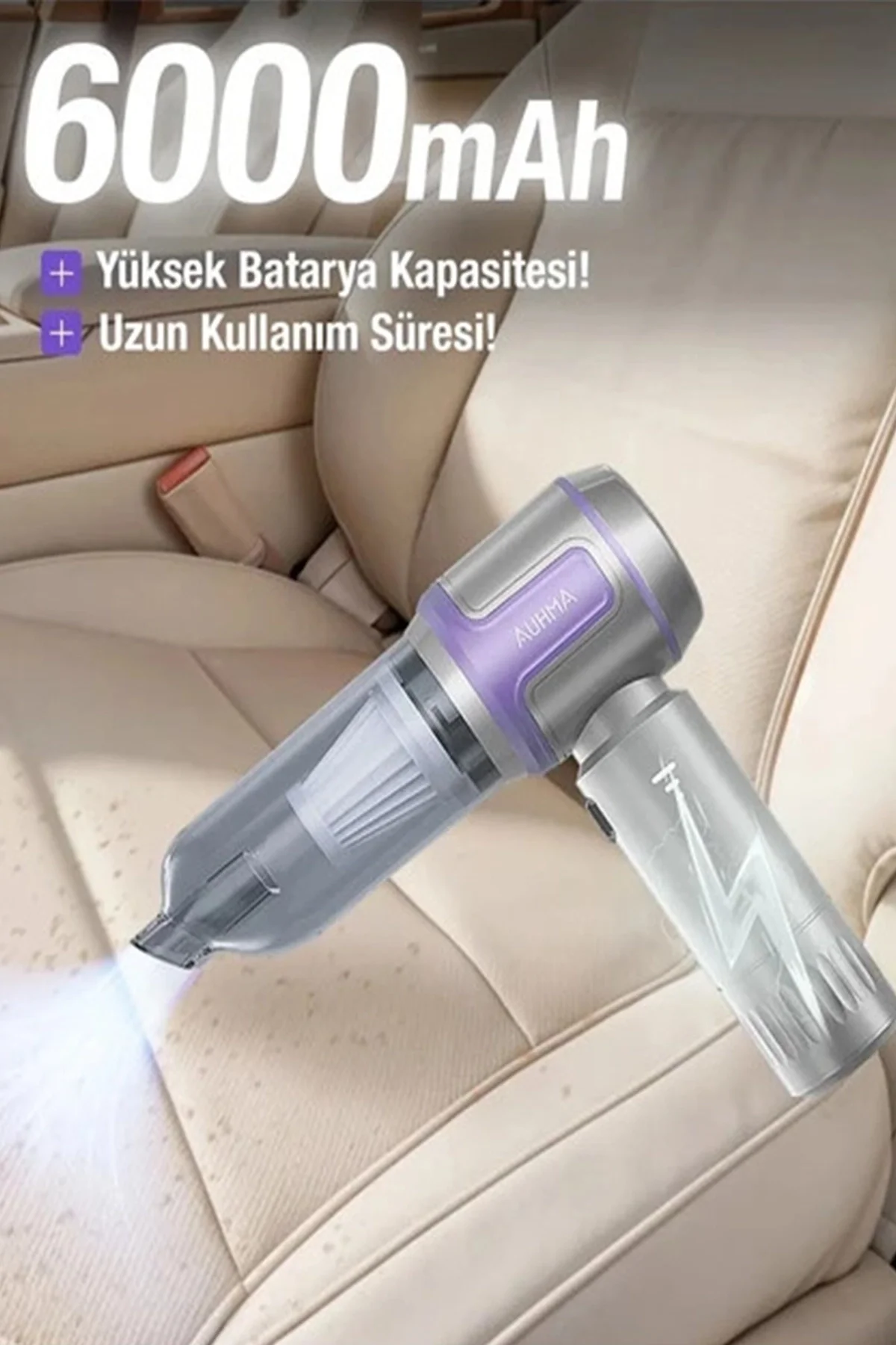 Kablosuz Taşınabilir Araç İçi El Süpürgesi 17000pa Güçlü Vakum 4’ü 1 Arada Çok Amaçlı Temizlik