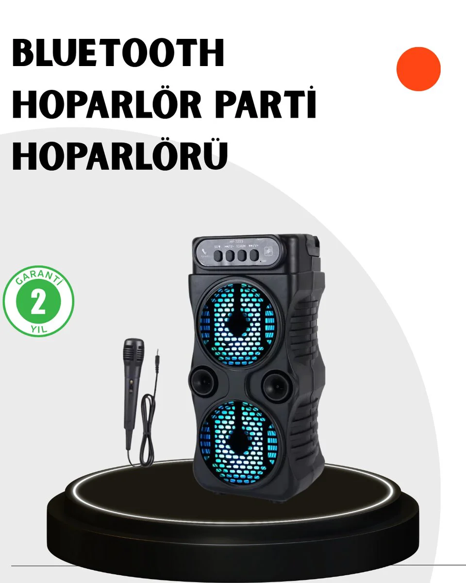 Kablosuz Taşınabilir Hoparlör - LED Işıklı FM Radyo ve Karaoke Özellikli Ses Arkadaşı