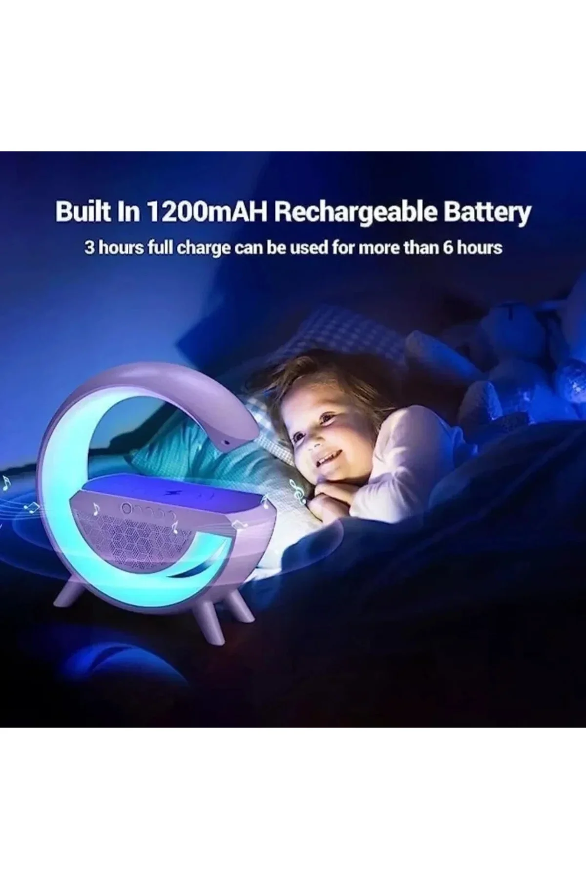 Kablosuz Telefon Şarj Bluetooth Hoparlör Istasyonu Ses Rgb Atmosfer Gece Işık Bt-2301 - Görsel 2