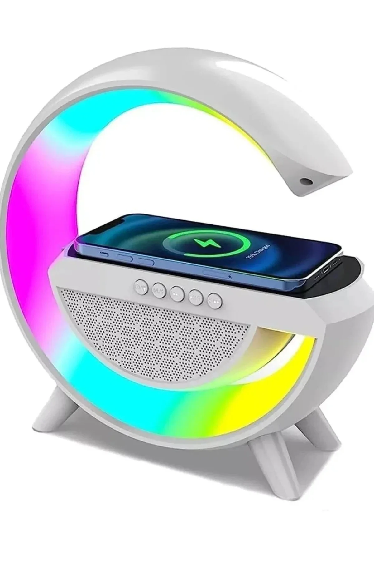 Kablosuz Telefon Şarj Bluetooth Hoparlör Istasyonu Ses Rgb Atmosfer Gece Işık Bt-2301 - Görsel 3