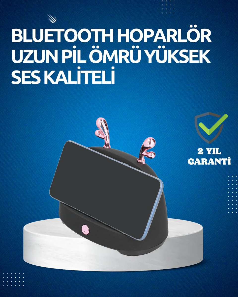 Kablosuz Telefon Tutucu ve Stereo Hoparlör – 750mAh Batarya ile Yüksek Kaliteli Müzik Deneyimi