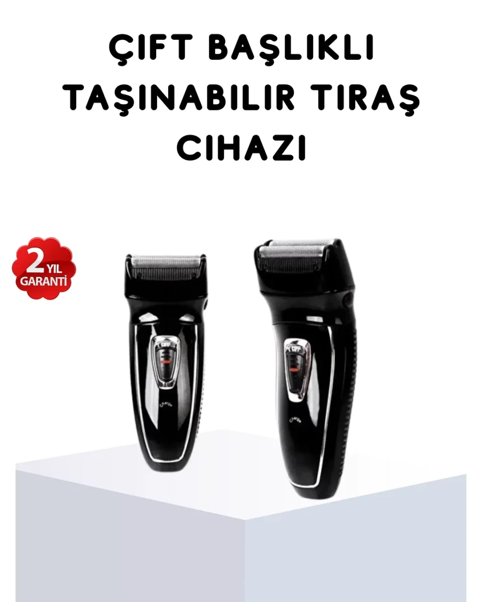Kablosuz Tıraş Makinesi Çift Başlıklı Kuru Tıraş Folyo Başlık Şarj Göstergeli - Lisinya