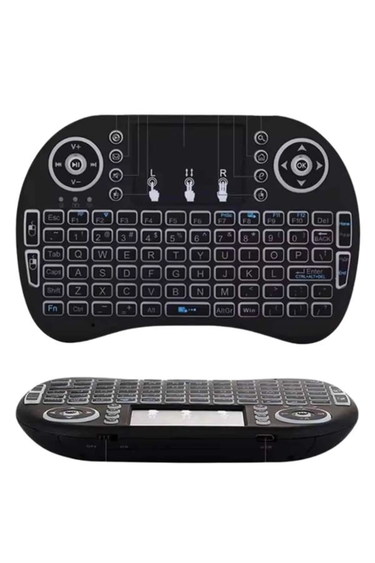 Kablosuz Türkçe Q Klavye RGB Işıklı Televizyon Ps3 Dokunmatik Mou