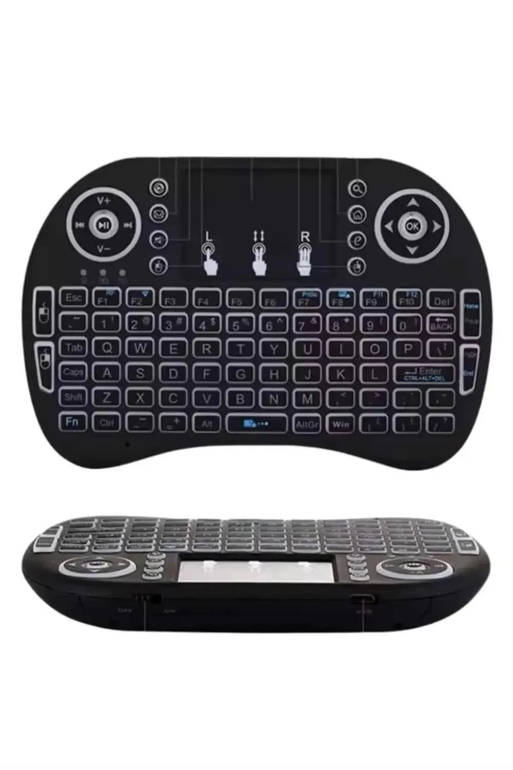 Kablosuz Türkçe Q Klavye RGB Işıklı Televizyon Ps3 Dokunmatik Mou