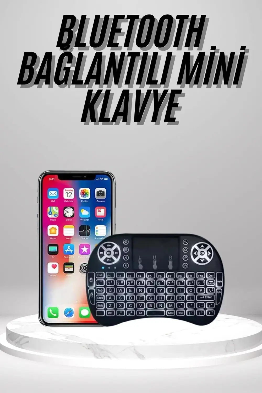 Kablosuz Türkçe Q Klavye RGB Işıklı Televizyon Ps3 Dokunmatik Mou