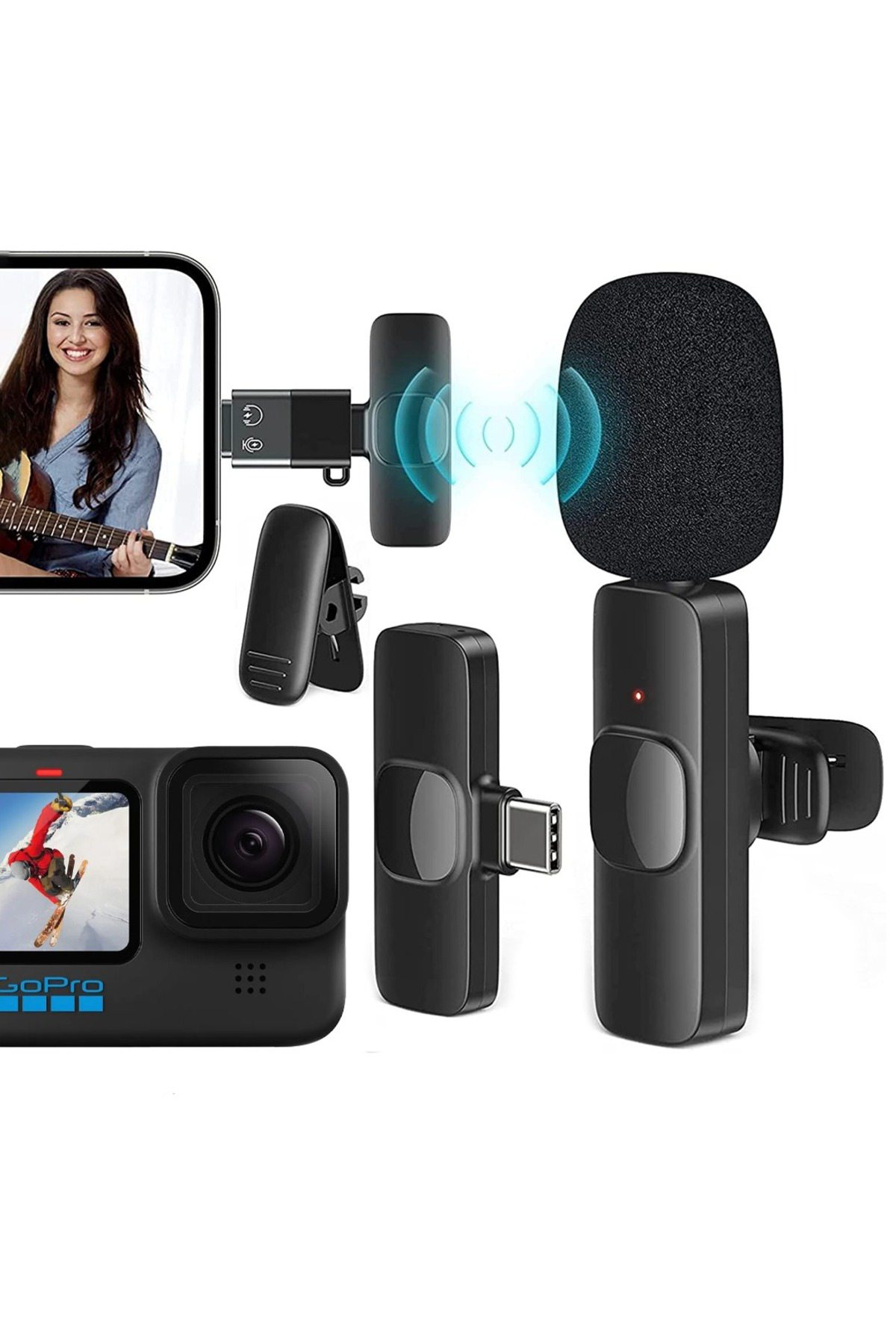 Kablosuz Type-C Vlogger Yaka Mikrofonu – Telefon ve Tablet Uyumlu