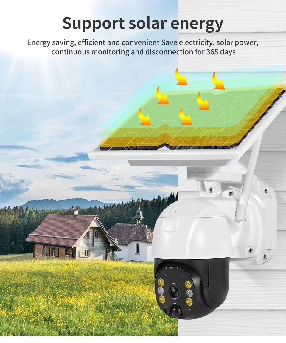Kablosuz Uygulamalı Gece Görüşlü Solar Güneş Enerjili Kamera Akıllı Dış Mekan Güvenlik Kamerası ( Lisinya )