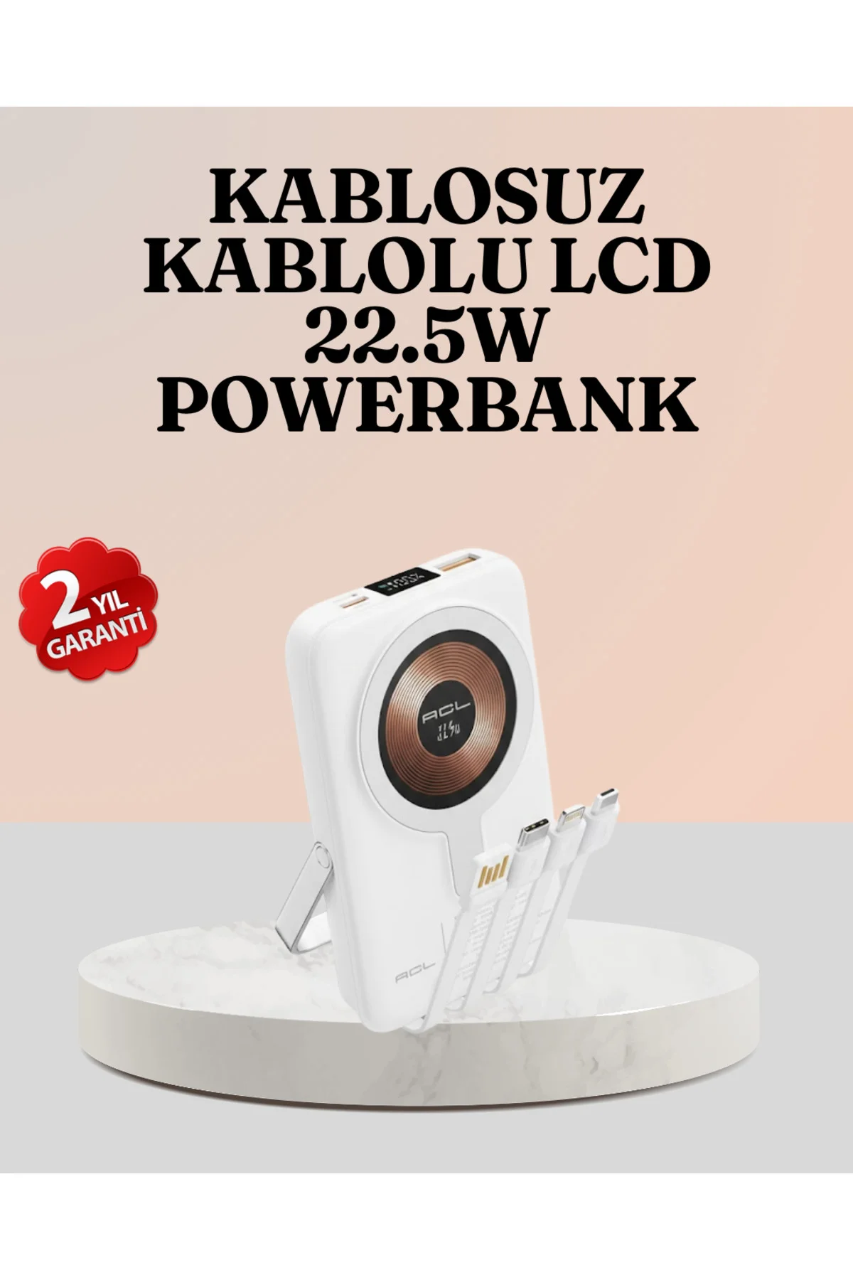 Kablosuz ve Kablolu Şarj Destekli Taşınabilir Powerbank - ayr4493