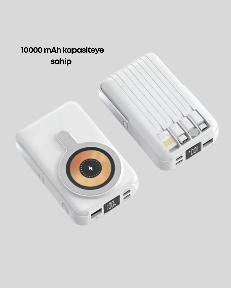 Kablosuz ve Kablolu Şarj Destekli Taşınabilir Powerbank - Hızlı Şarj ve Çoklu Cihaz Desteği