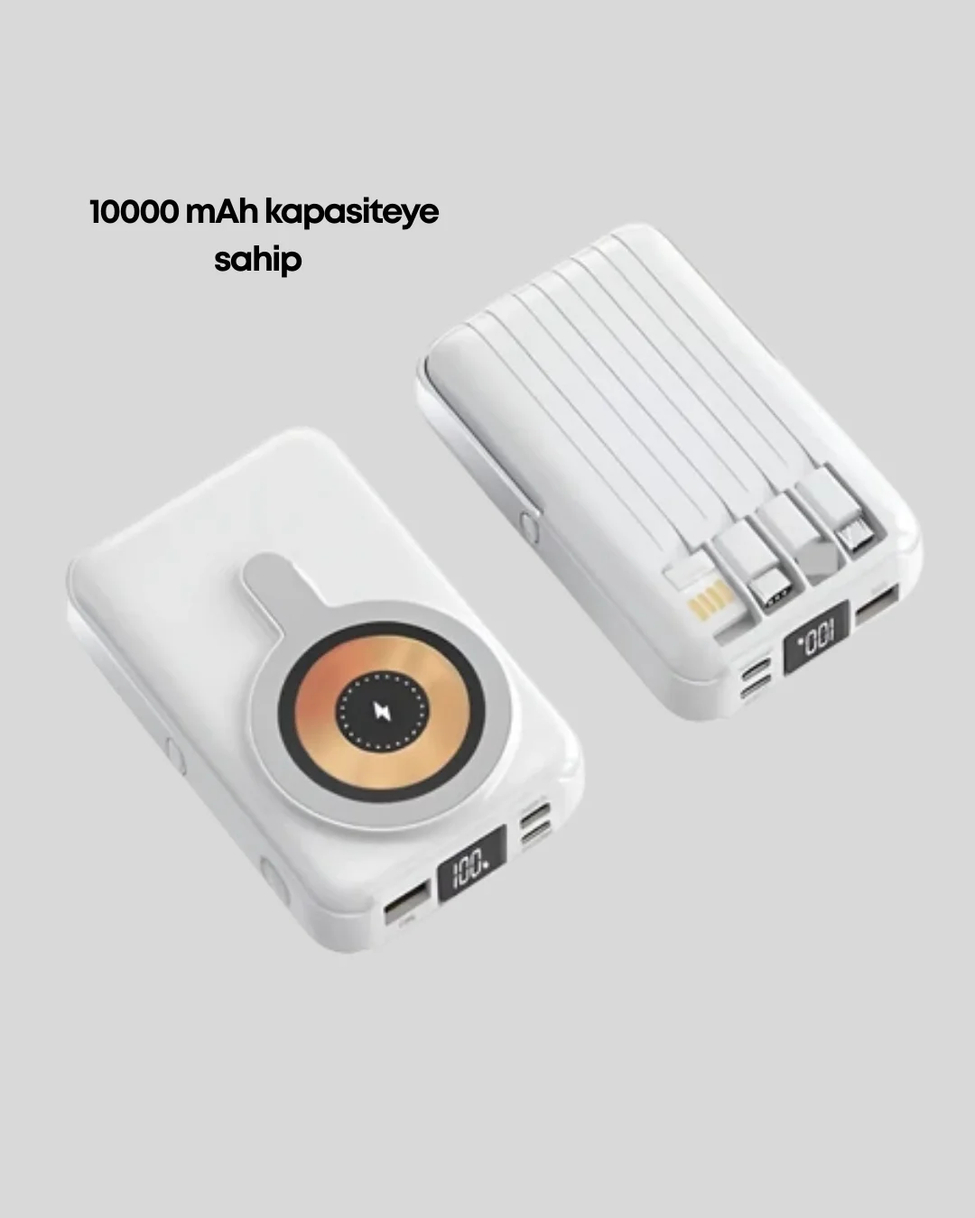Kablosuz ve Kablolu Şarj Destekli Taşınabilir Powerbank