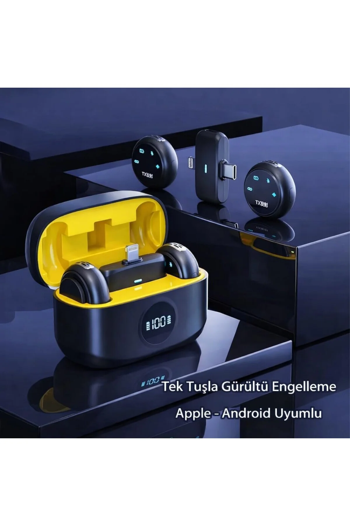 Kablosuz Yaka Mikrofonu Gürültü Engelleyici Wireless Mikrofon, iP