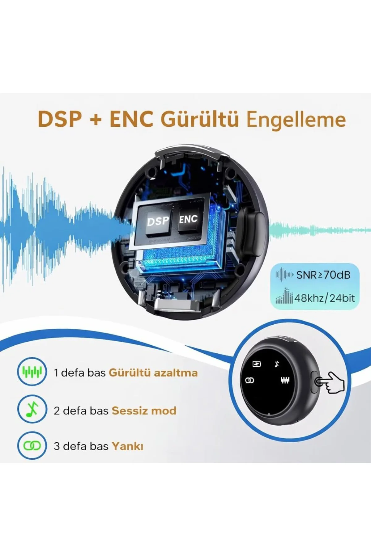 Kablosuz Yaka Mikrofonu Gürültü Engelleyici Wireless Mikrofon, iP