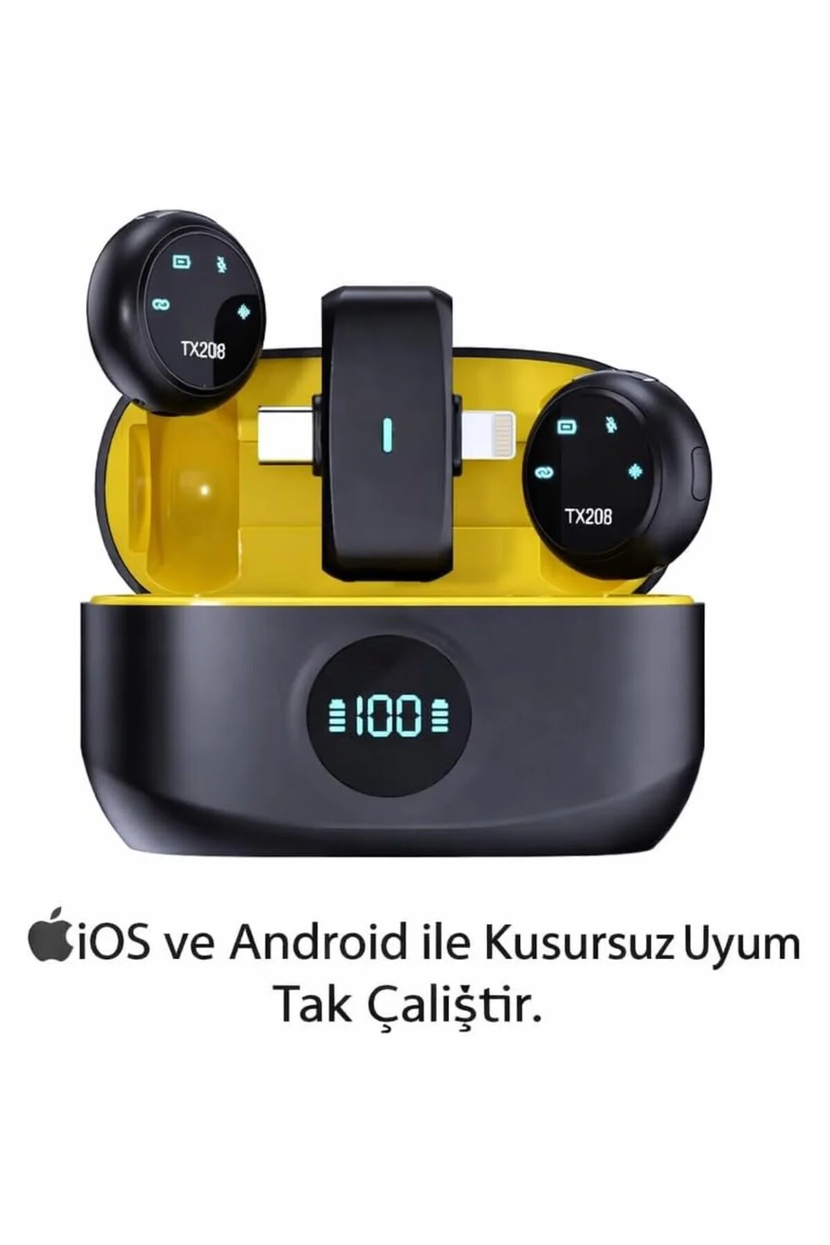 Kablosuz Yaka Mikrofonu Gürültü Engelleyici Wireless Mikrofon, iP