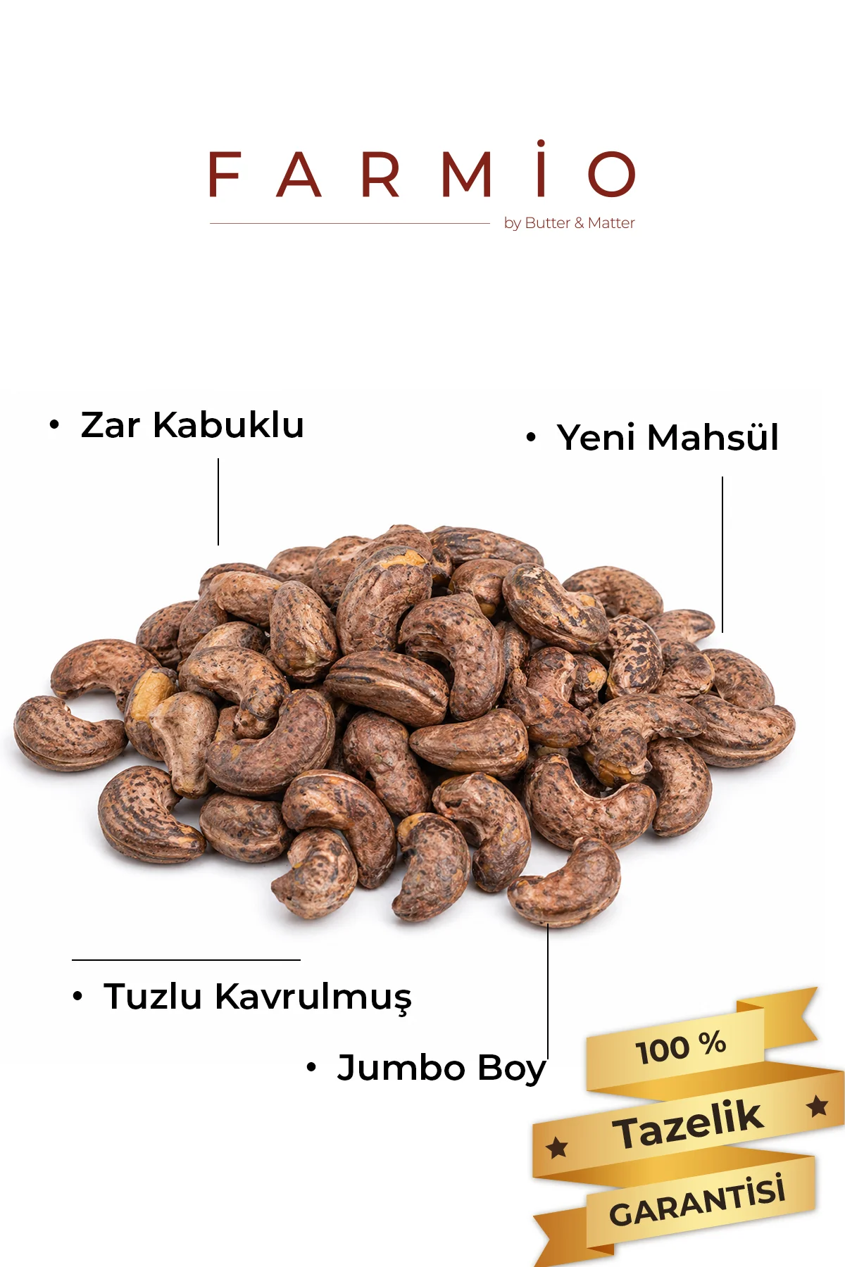 Kabuklu (Zarlı) Jumbo Kaju - 100gr – Yağsız Kavrulmuş - Fırınlanm