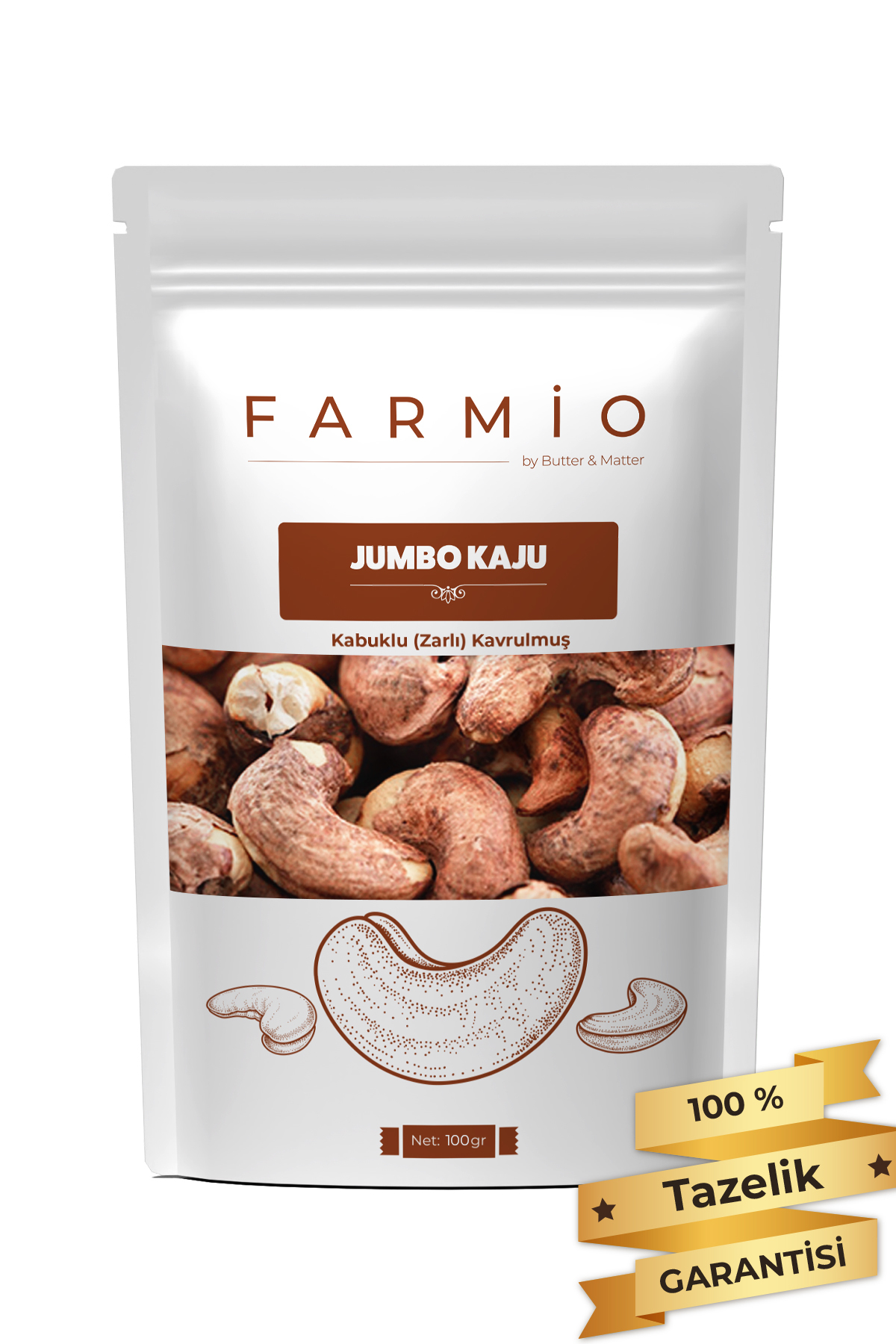 Kabuklu (Zarlı) Jumbo Kaju - 100gr – Yağsız Kavrulmuş - Fırınlanm