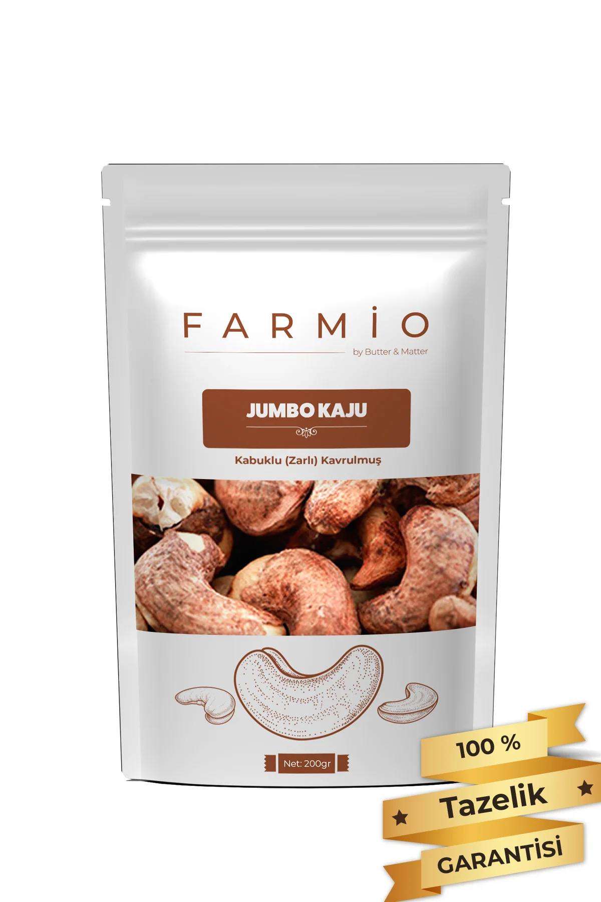 Kabuklu (Zarlı) Jumbo Kaju - 200gr – Yağsız Kavrulmuş - Fırınlanm