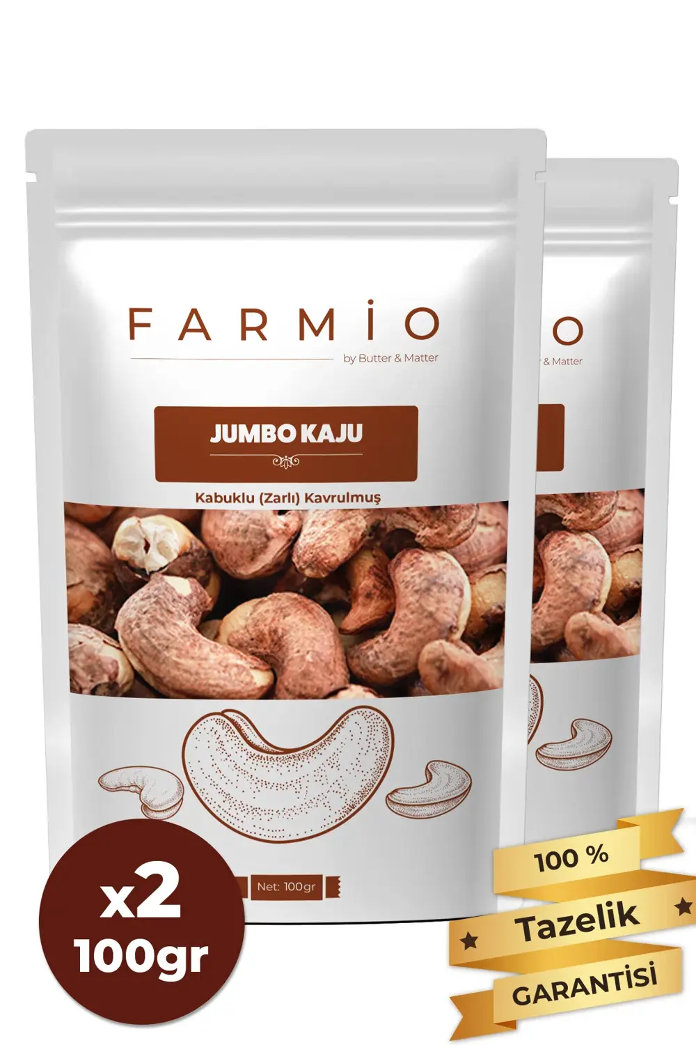 Kabuklu (Zarlı) Jumbo Kaju - 200gr – Yağsız Kavrulmuş - Fırınlanm