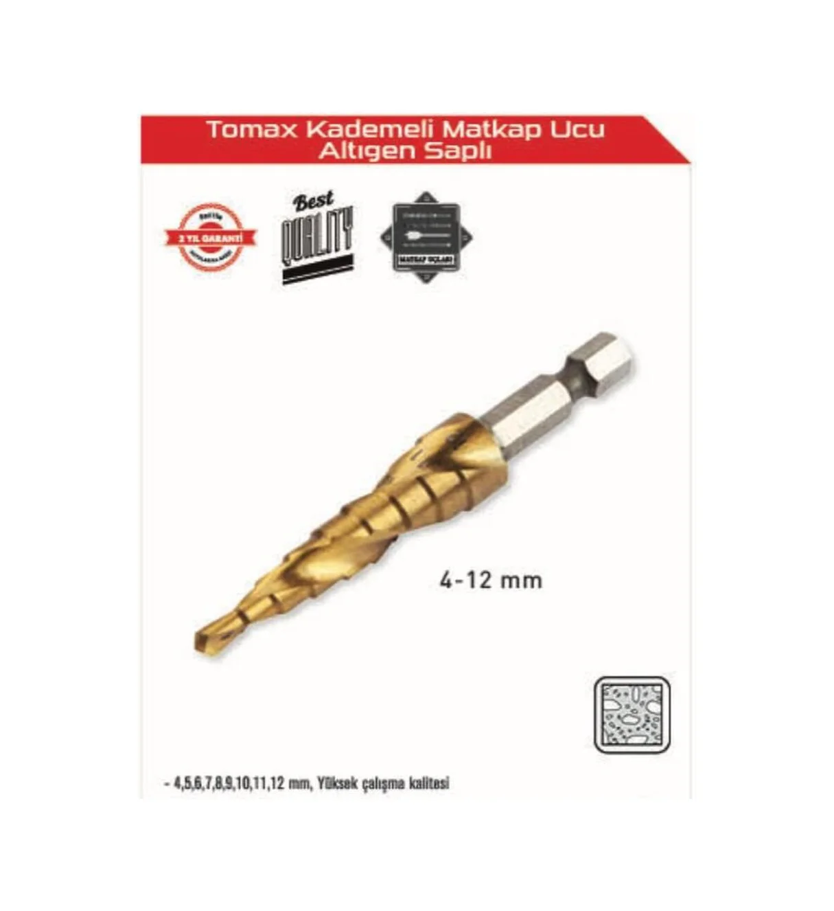 Kademeli Matkap Ucu 4-12 Mm Arası - Altıgen Saplı