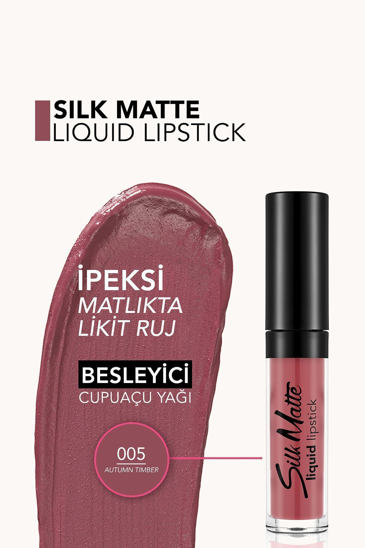 Flormar Kadife Dokulu Likit Mat Ruj - Silk Matte Liquid Lipstick - 005 Au