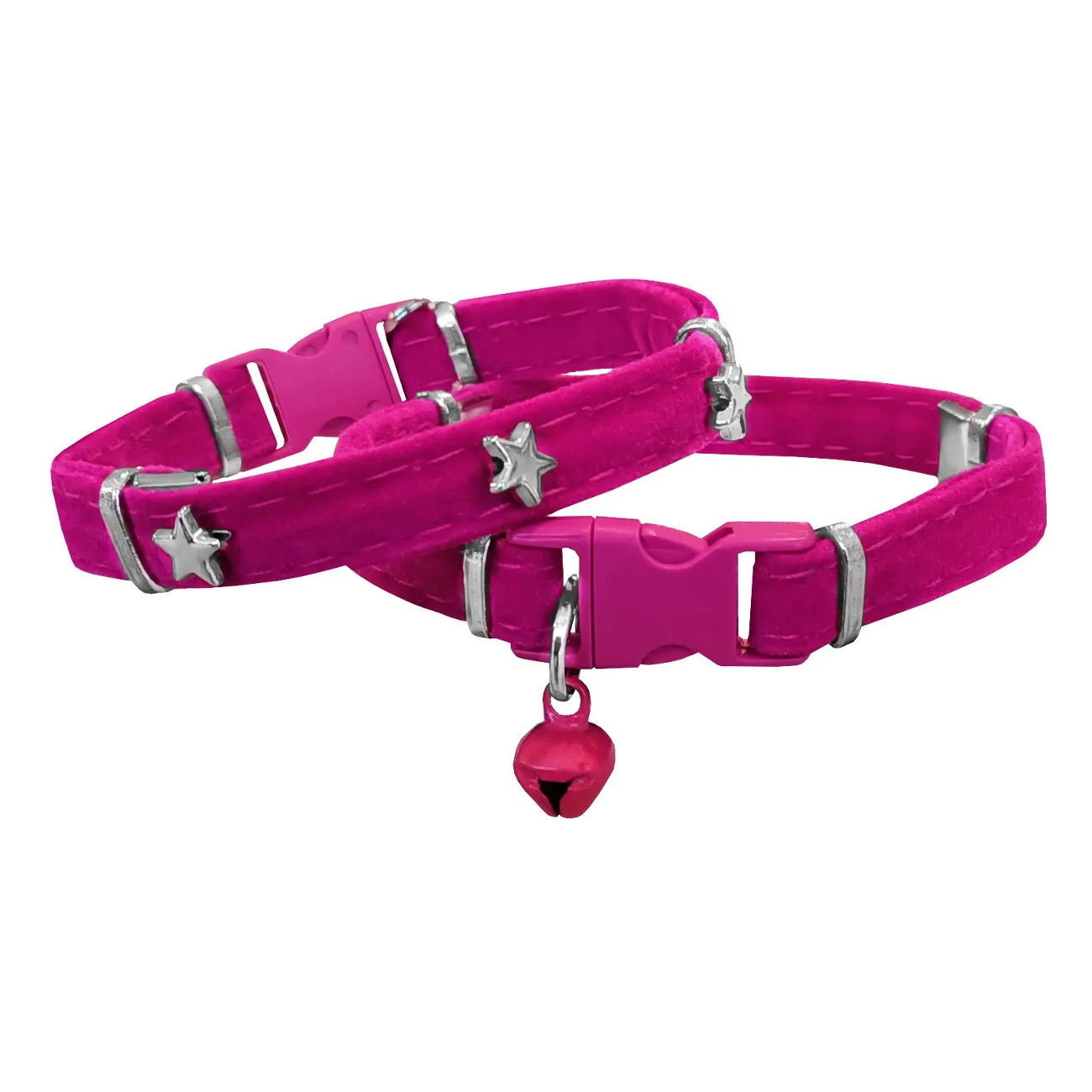 Kadife Kedi Boyun Tasması Yıldızlı 20-32 cm Pembe Kadife Kedi Boyun Tasması Yıldızlı 20-32 cm Pembe