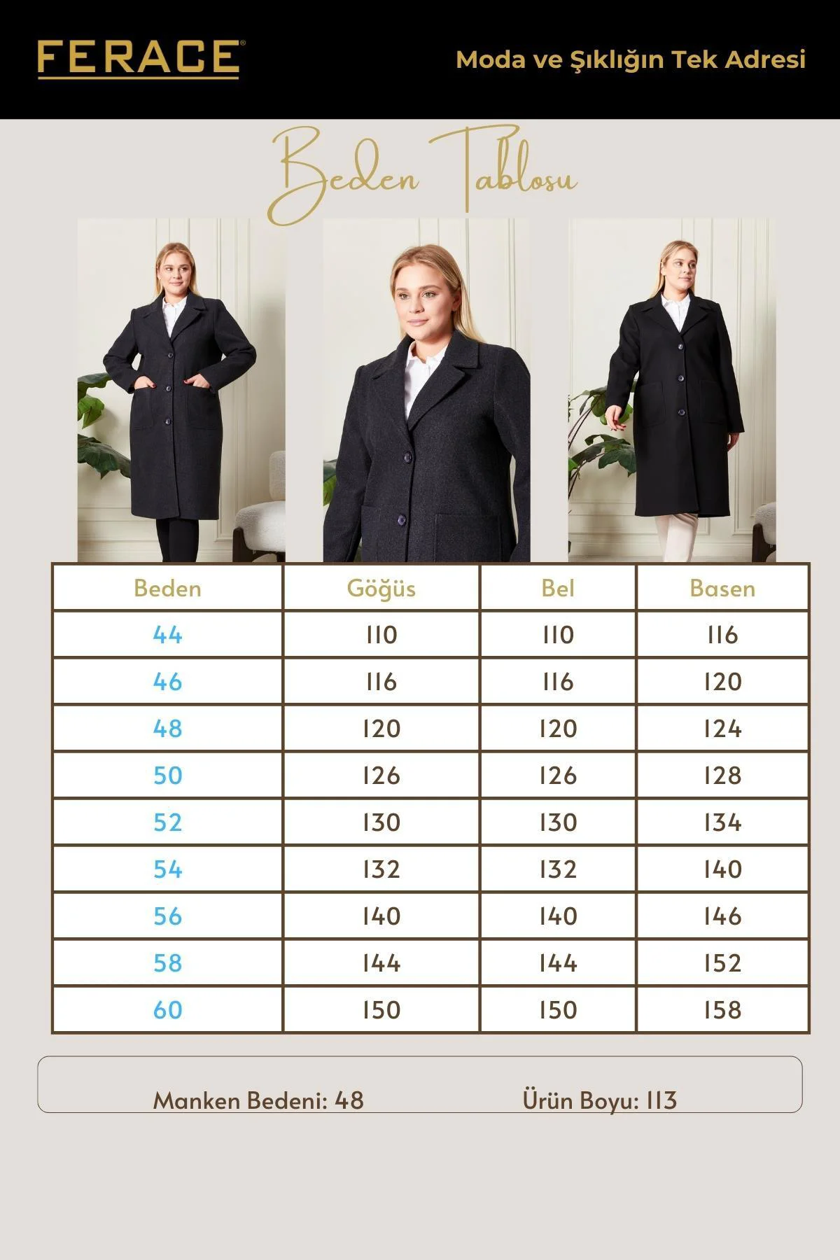 Kadıın Büyük Beden  Kaşe Kaban