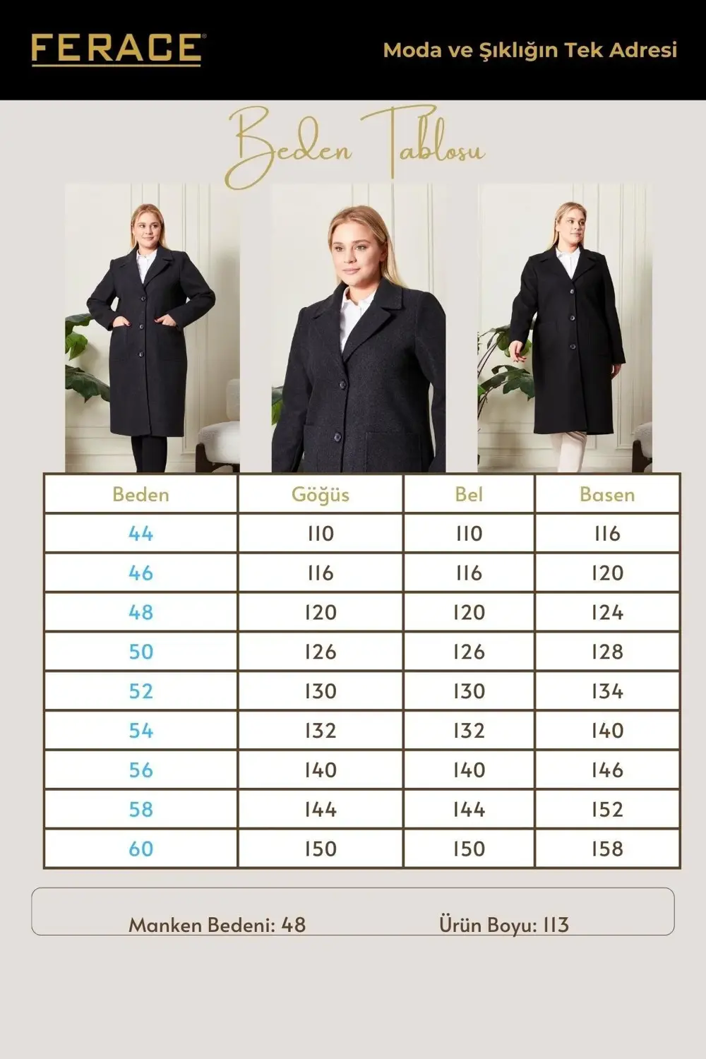 Kadıın Büyük Beden  Kaşe Kaban