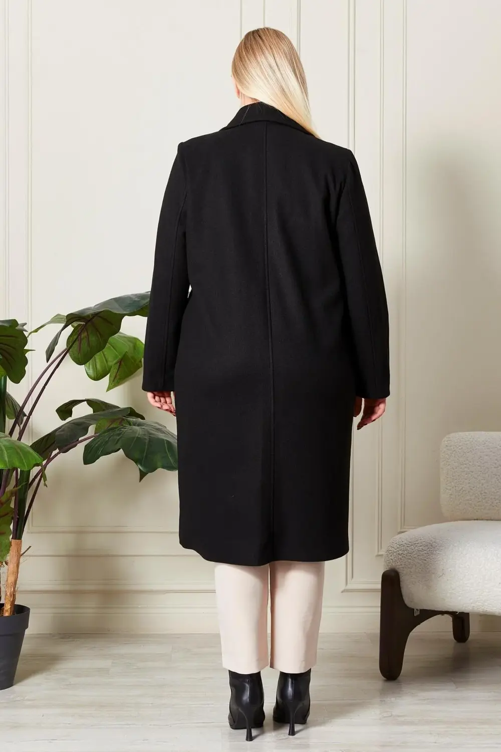 Kadıın Büyük Beden  Kaşe Kaban