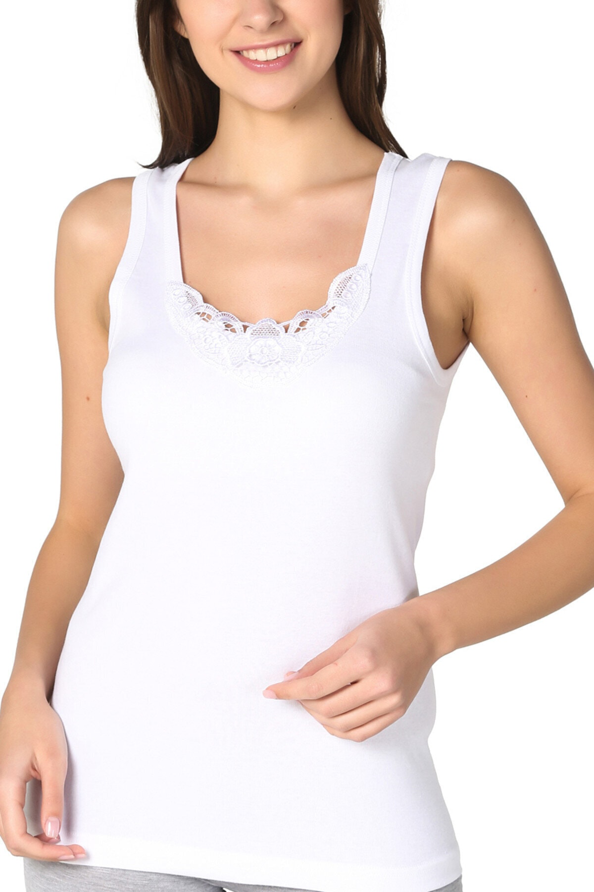 Kadın 10 Lu Geniş Askı Ribana Güpürlü