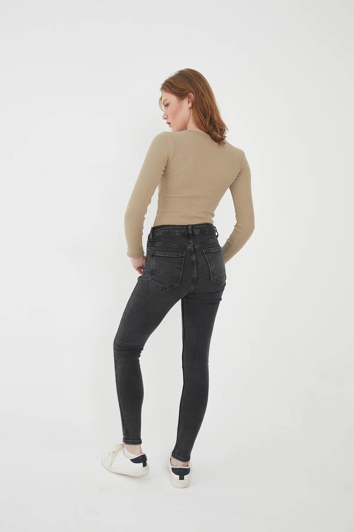 Kadın %100 PAMUKLU 3'lü Bisiklet Yaka Uzun Kollu Fitilli Bluz Set