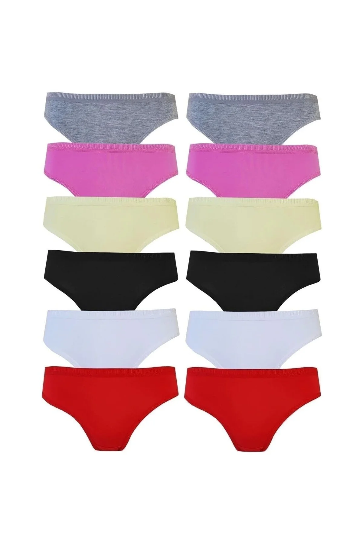 Kadın 12'li Bikini Külot Pamuklu Renkli Iç Çamaıırı Nevra, Çok Renkli, L